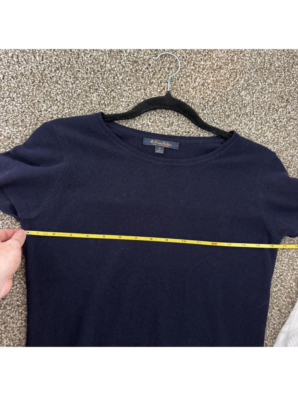 Brooks Brothers Italian Cashmere Short Sleeve Knit Top Navy Blue Small - Picture 5 of 6